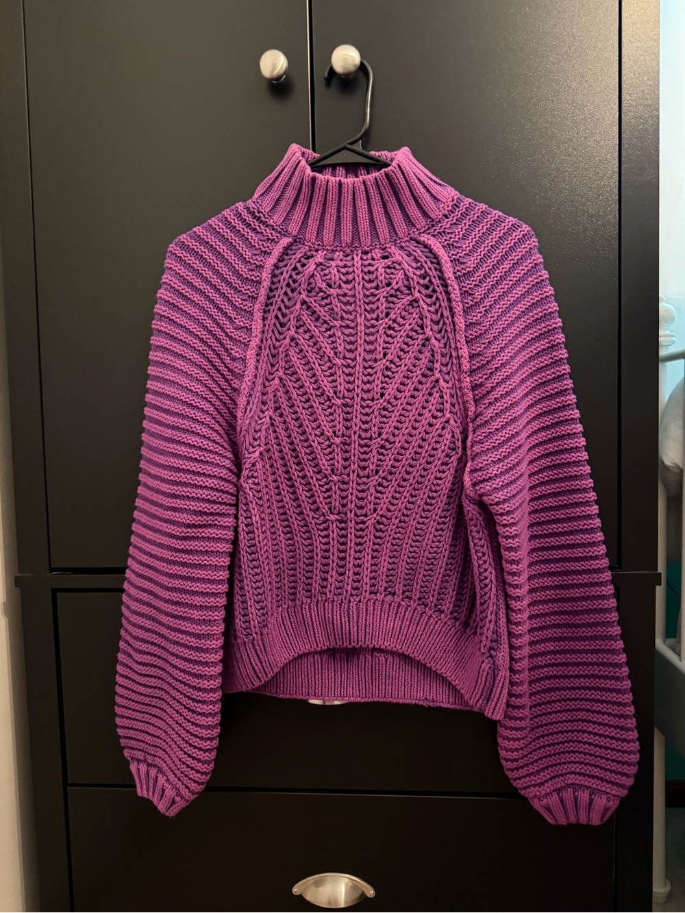 Free People Purple Cable Stitch Turtleneck Sweater